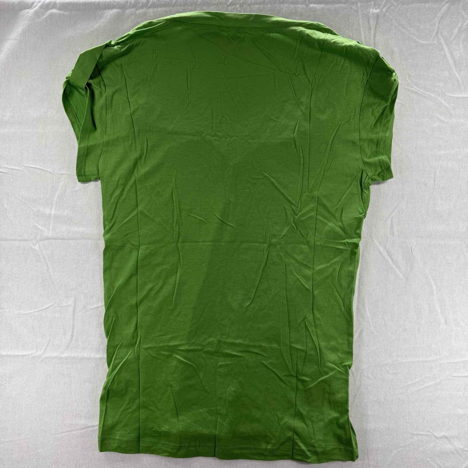 Stephanie b Pima Cotton Lime Green v-neck Button Sleeve Soft Small New A158