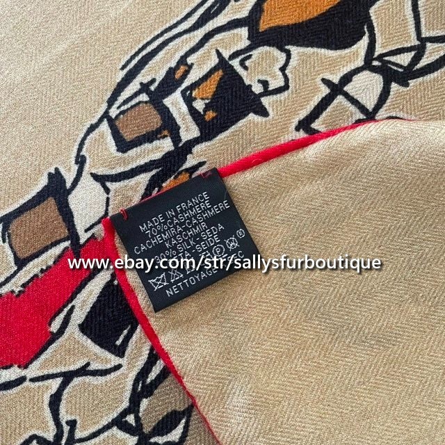 Sallys 70% Cashmere & 30% Silk Wrap Scarf Horses Print Double Face Shawl 53″