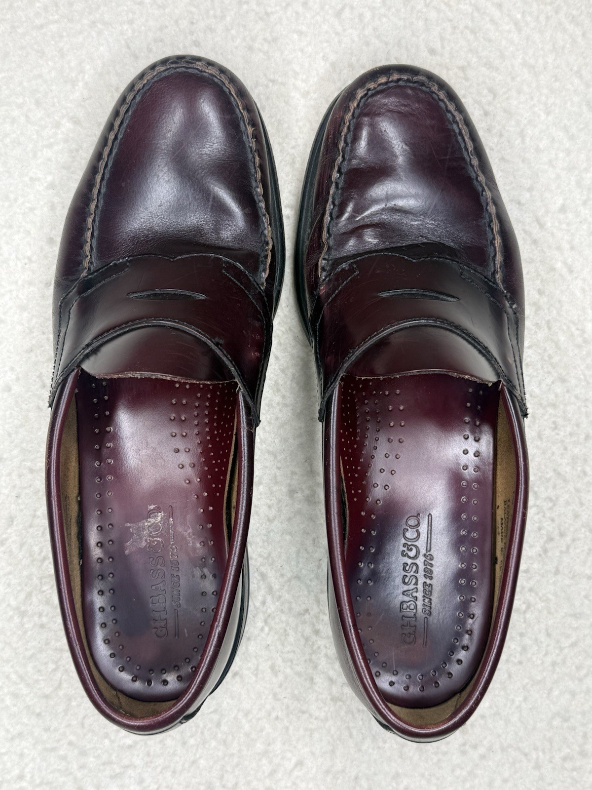 G.H. Bass Weejuns Penny Loafers Mens 10 D Burgundy Leather Slip On Classic
