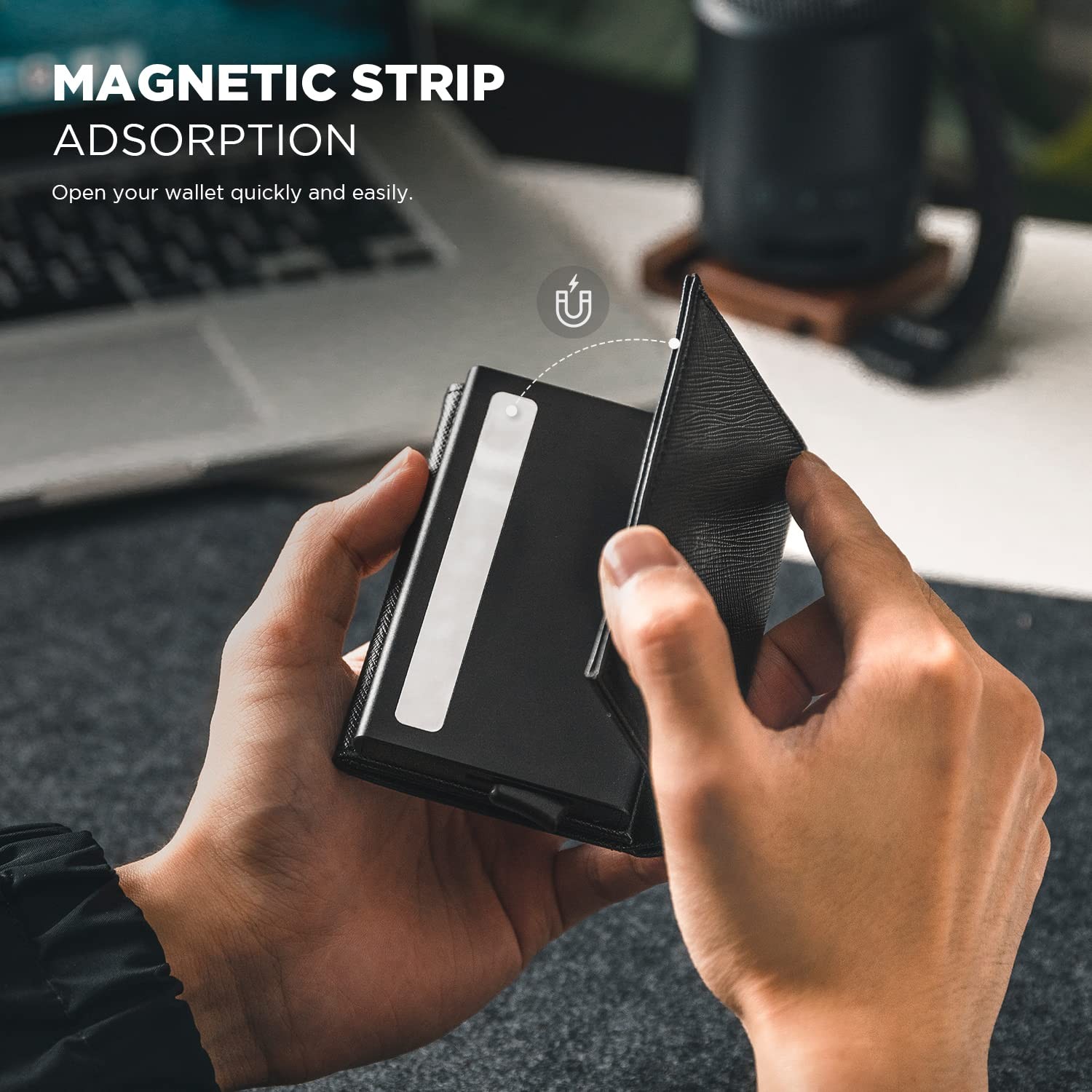 Pop up Card Wallet Minimalist Cash Wallets RFID Blocking Leather Smart Credit…