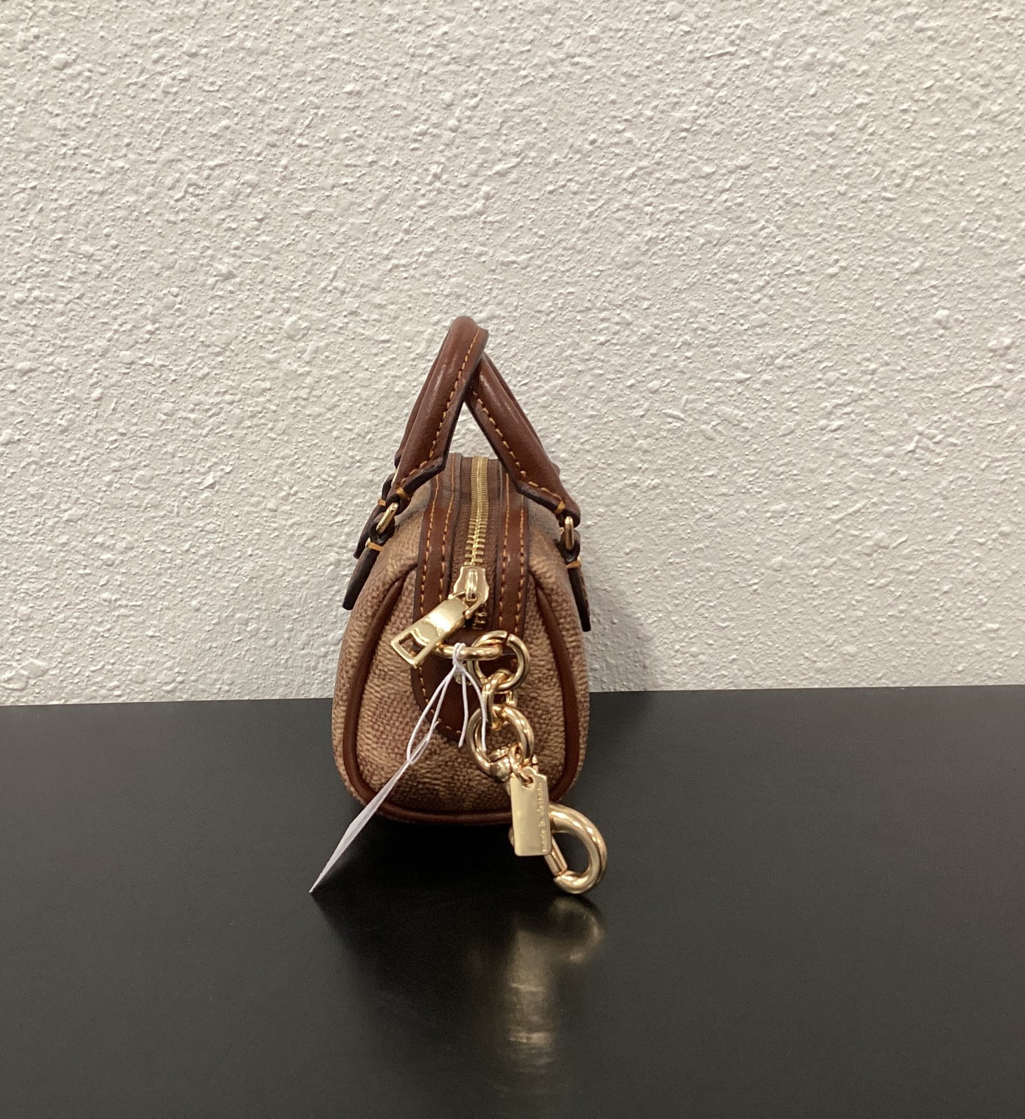 Coach Mini Rowan Bag Charm 3.75″ x 2.5″ x 2.25″ CX068 Signature Canvas Leather