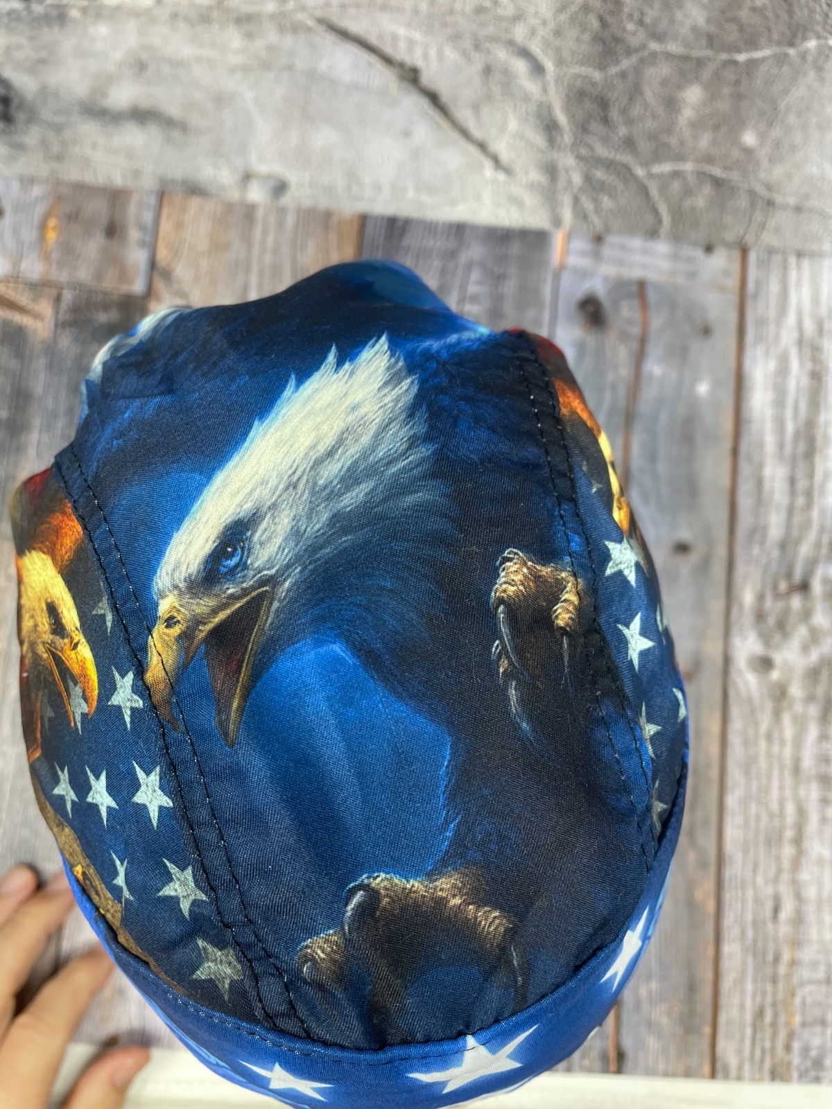American Patrotic USA Eagle Platinum Durag Doo Rag Cap Biker Durag Sweatband
