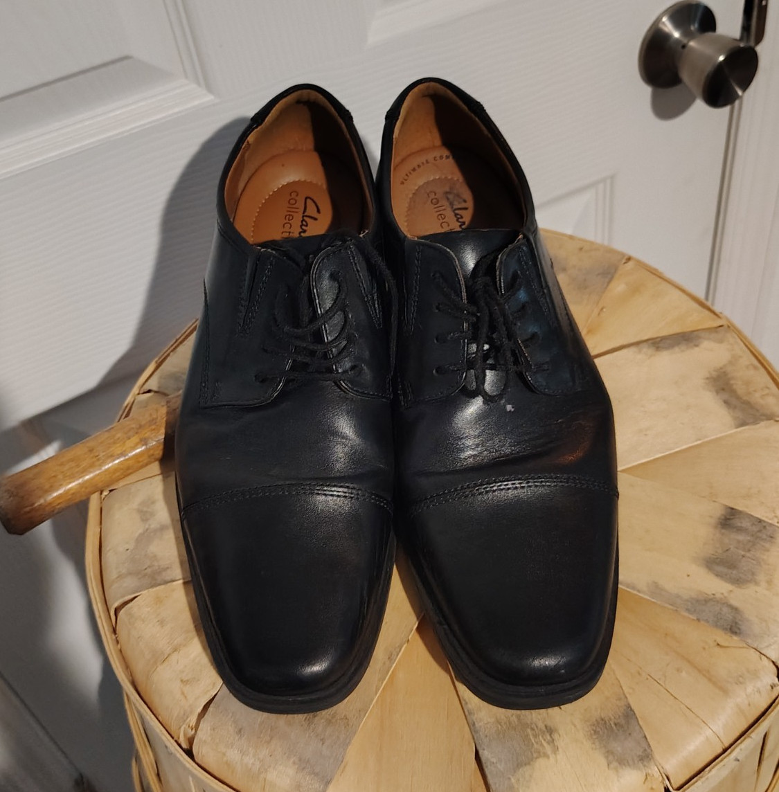Clarks Collection Men’s Black Leather Cap Toe Lace-Up Oxford Dress Shoes 9
