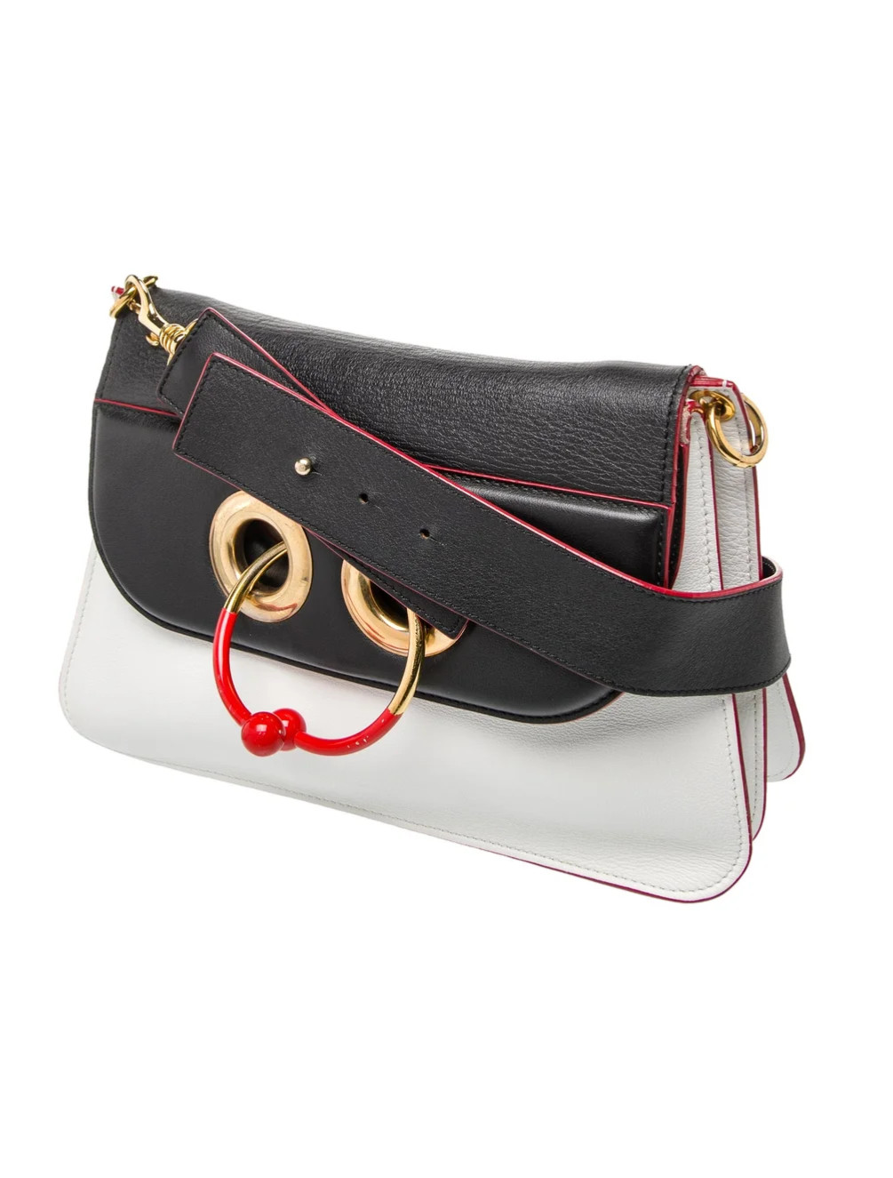 JW Anderson Medium Pierce Bag – Tri-Color Black, White & Red Leather Bag