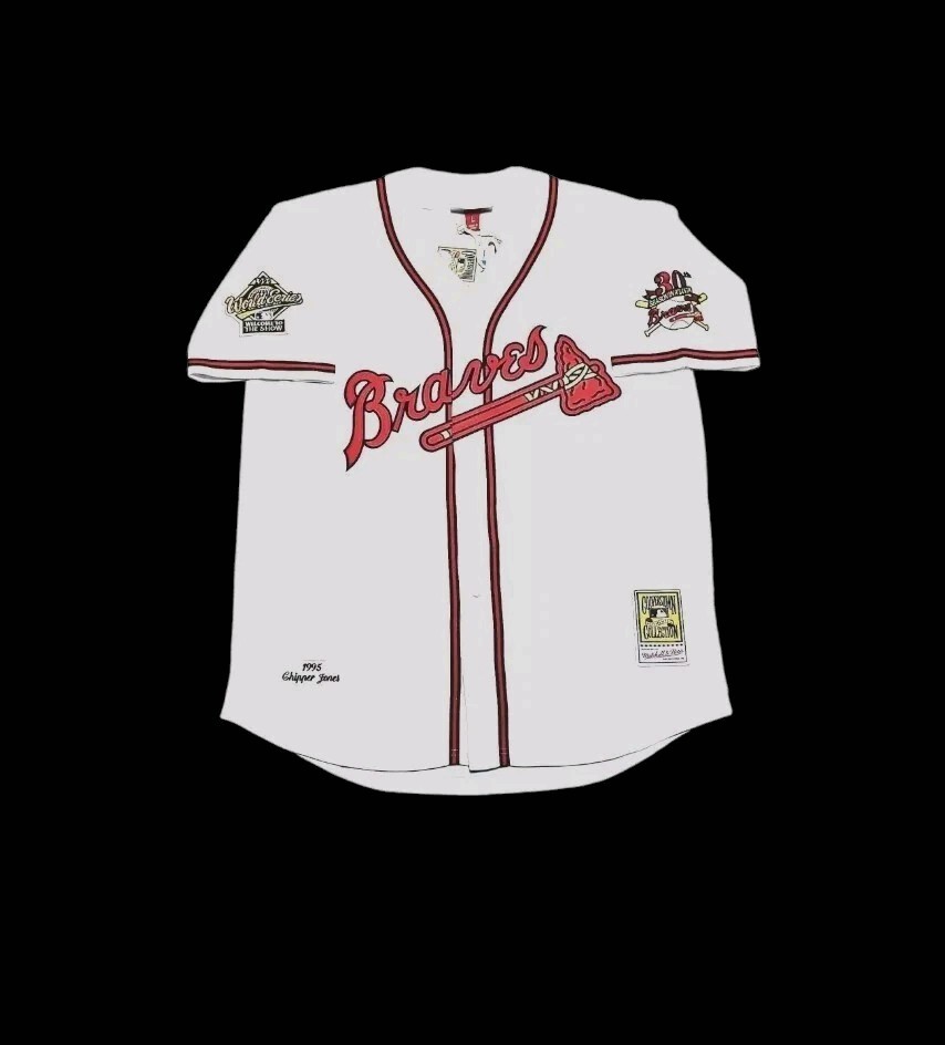 Chipper Jones Atlanta Braves 1995 Men’s World Series Home White Baseball Jersey