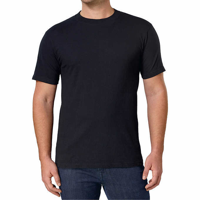 Kirkland Men’s 6-pack Black 100% Cotton Crew Neck T-shirt FREE SHIPPING!