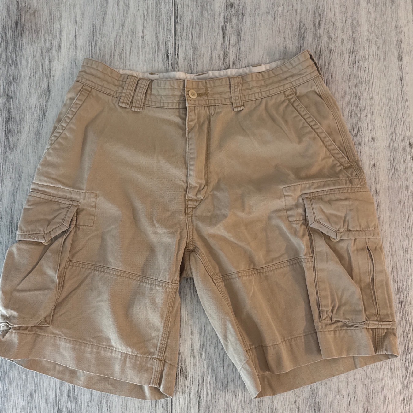 Polo Ralph Lauren Mens Tan Khaki Cotton Twill Cargo Shorts Utility Size 32