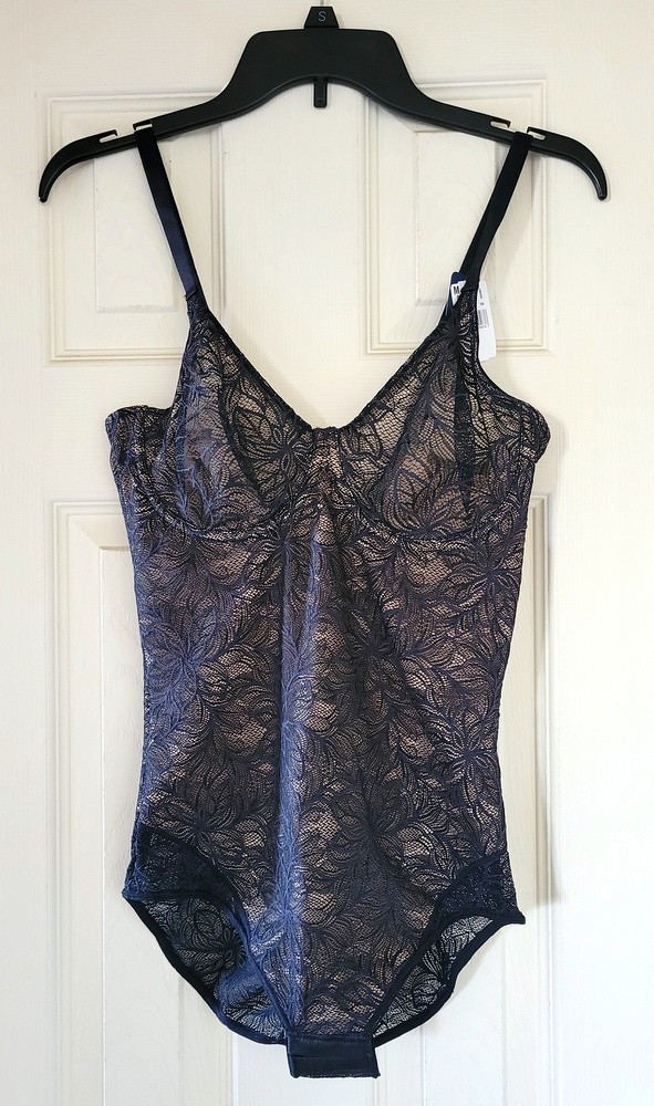 Leonisa Underwired Lace Shaping Smoothing Shapewear Bodysuit Medium Black – NWT