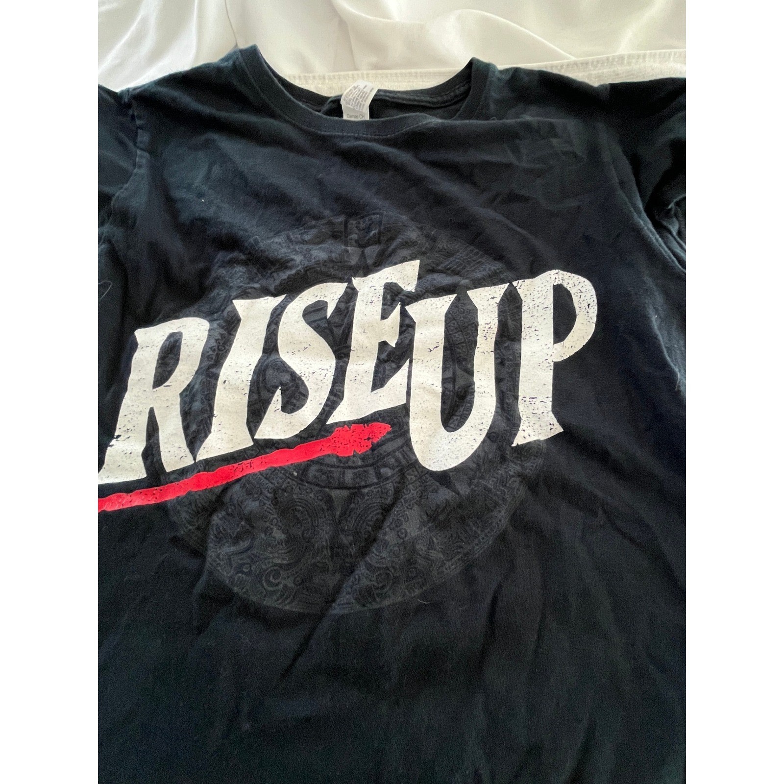 Rise Up Graphic T Shirt Black 100% Cotton Statement Tee Softstyle