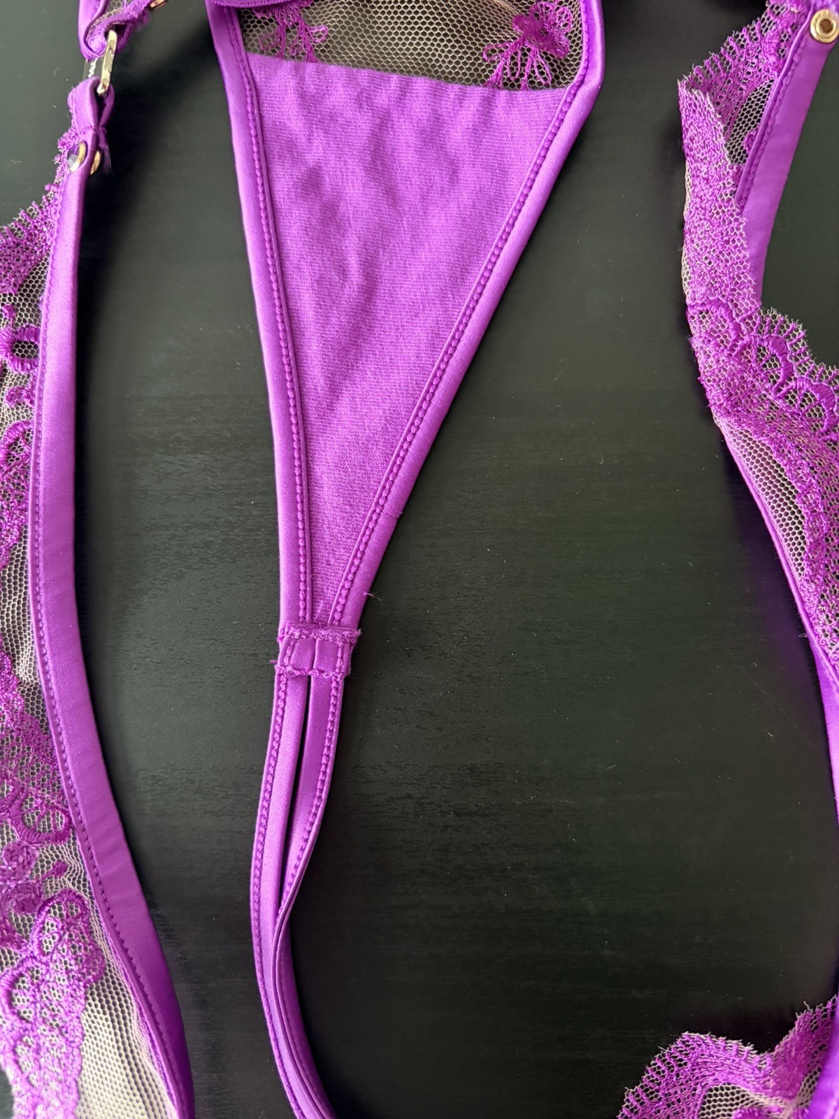 New Honey Birdette Gabrielle Orchid Purple Thong String Size Medium