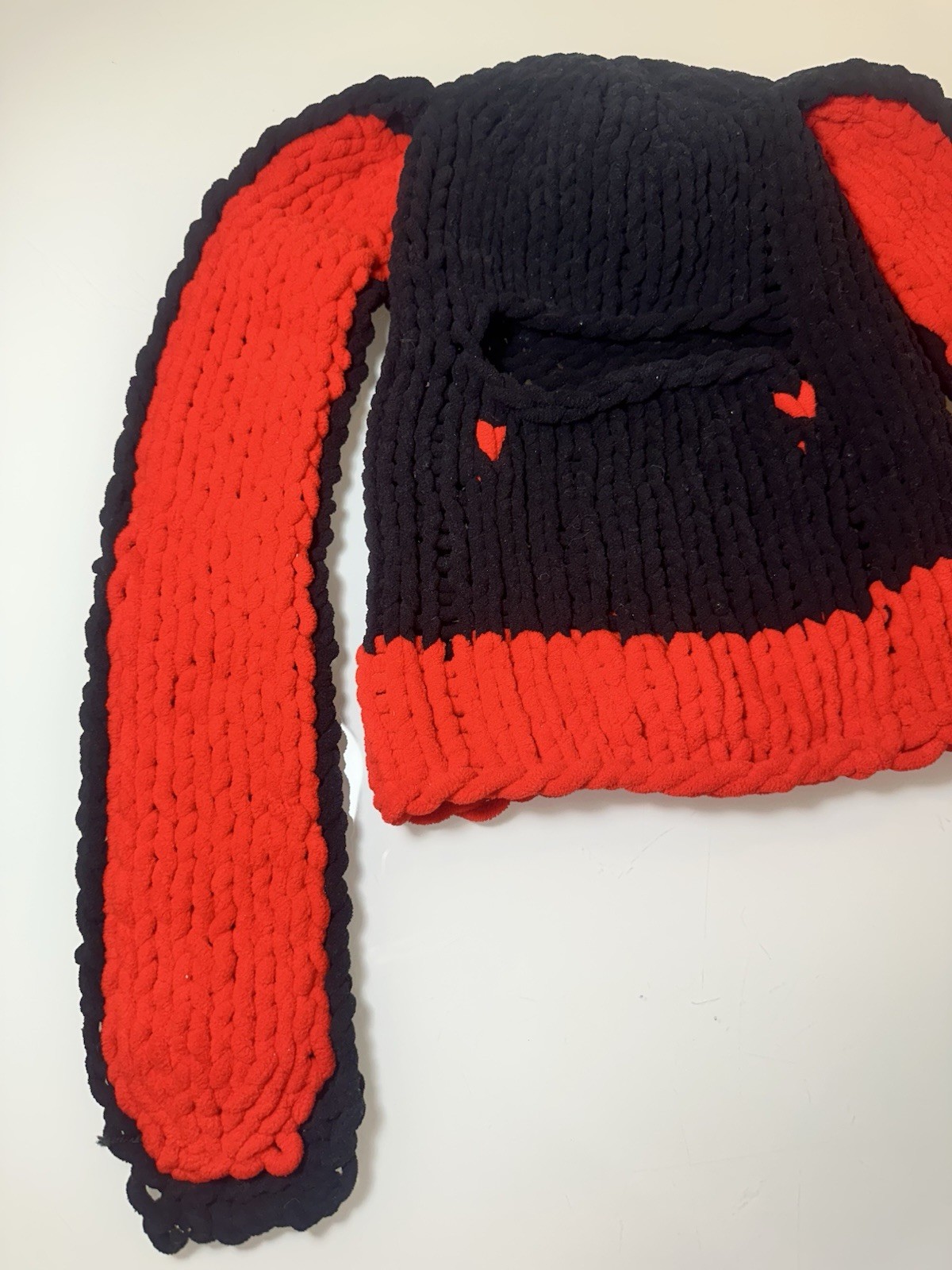 Knitted Fluffy Winter Warm Hat with Long Rabbit Ears Beanie Cute Handmade