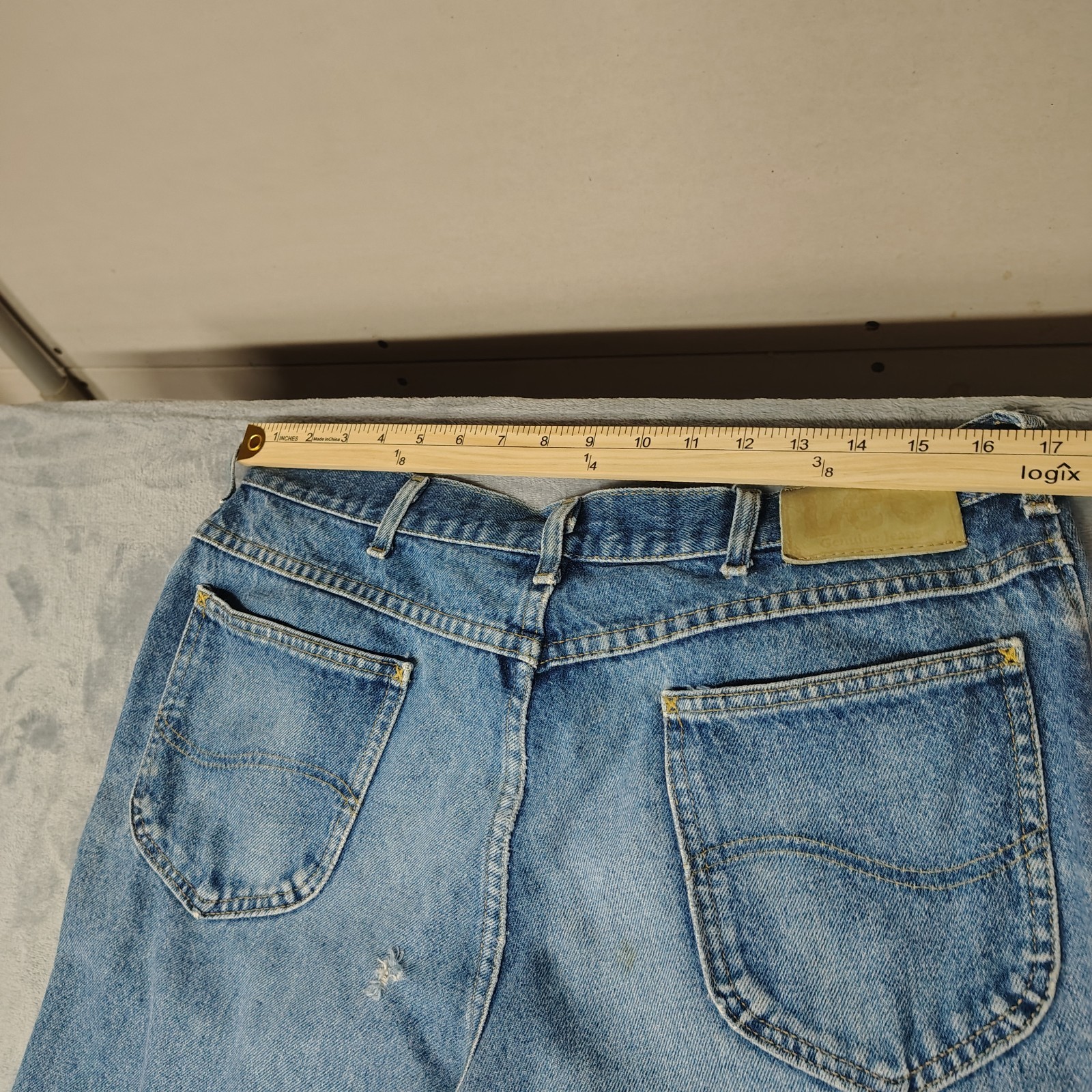 Vintage Lee Riders Jeans Mens 38 X 30 Straight Indigo Fades USA Made 80s 90s