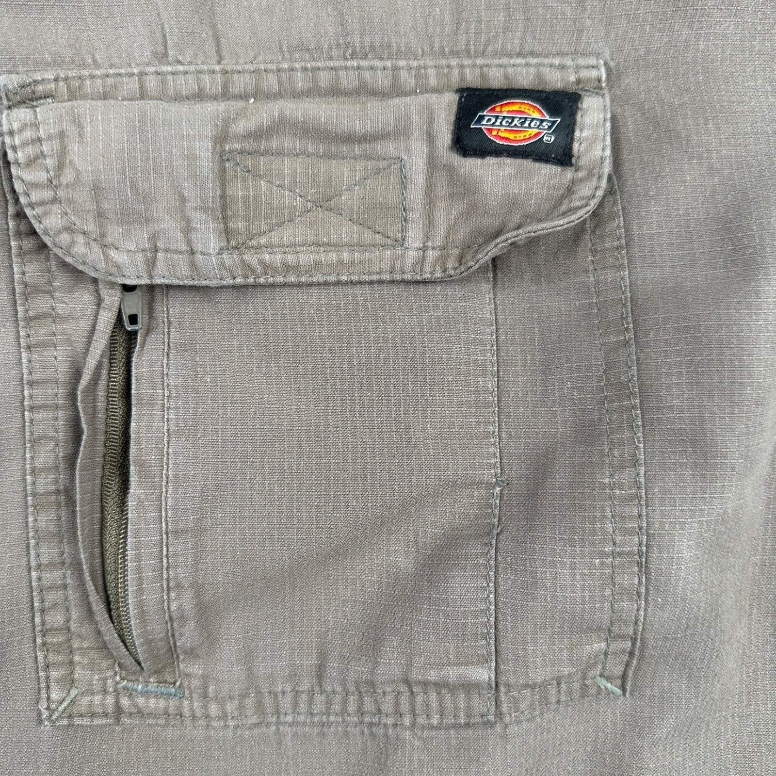 100% Cotton Dickies Ripstop Work Shirt Mens XL Khaki Tan Short Sleeve Utility