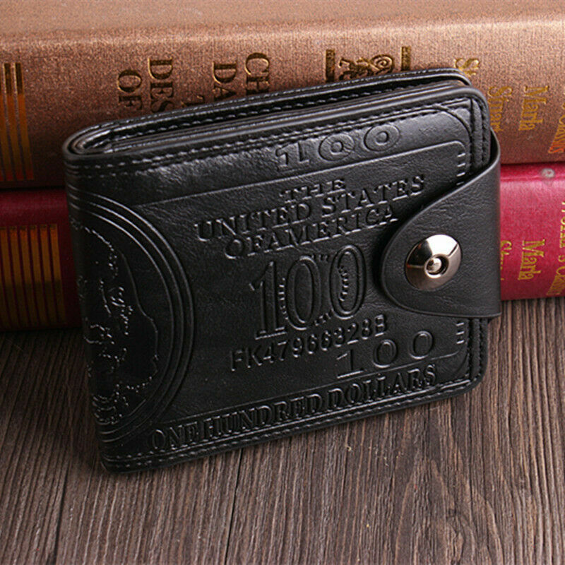 Novelty US 100 Dollar Wallet Leather Bill Money Billfold Card Holder Mens Purse