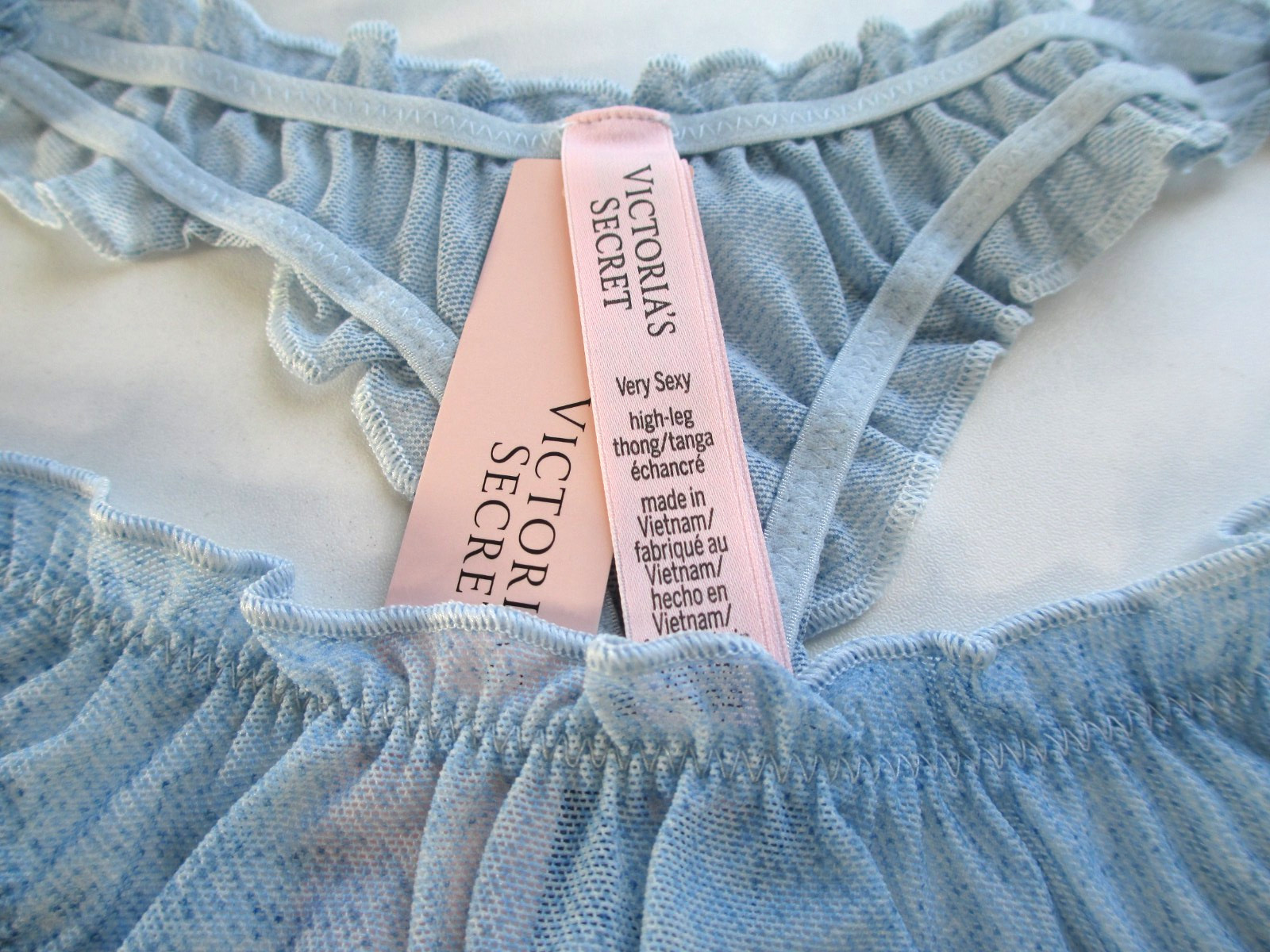 VICTORIA’S SECRET VERY SEXY High Leg Thong Panty S M L XL Blue NWT Ruffle VS