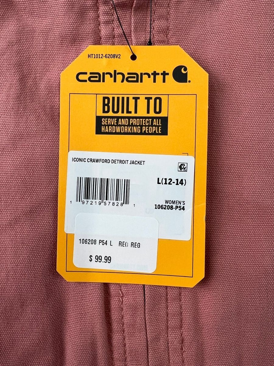 CARHARTT Iconic Crawford Detroit Jacket Women’s Size L Rose Tint