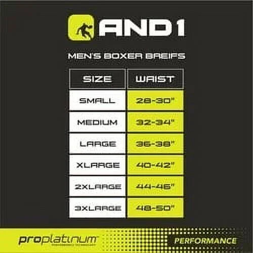 Choose Size 6-Pairs And1 ProPlatinum Underwear Reg Leg 6″ Boxer Briefs Athletic