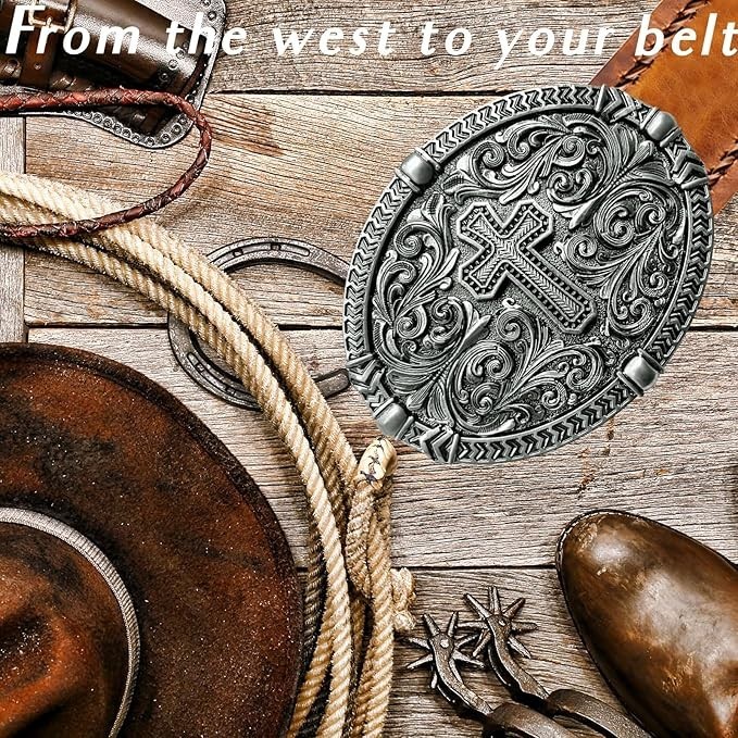 Religious Cross Western Belt Buckles for Men Cowboy Belt Buckle Cowgirl Faith