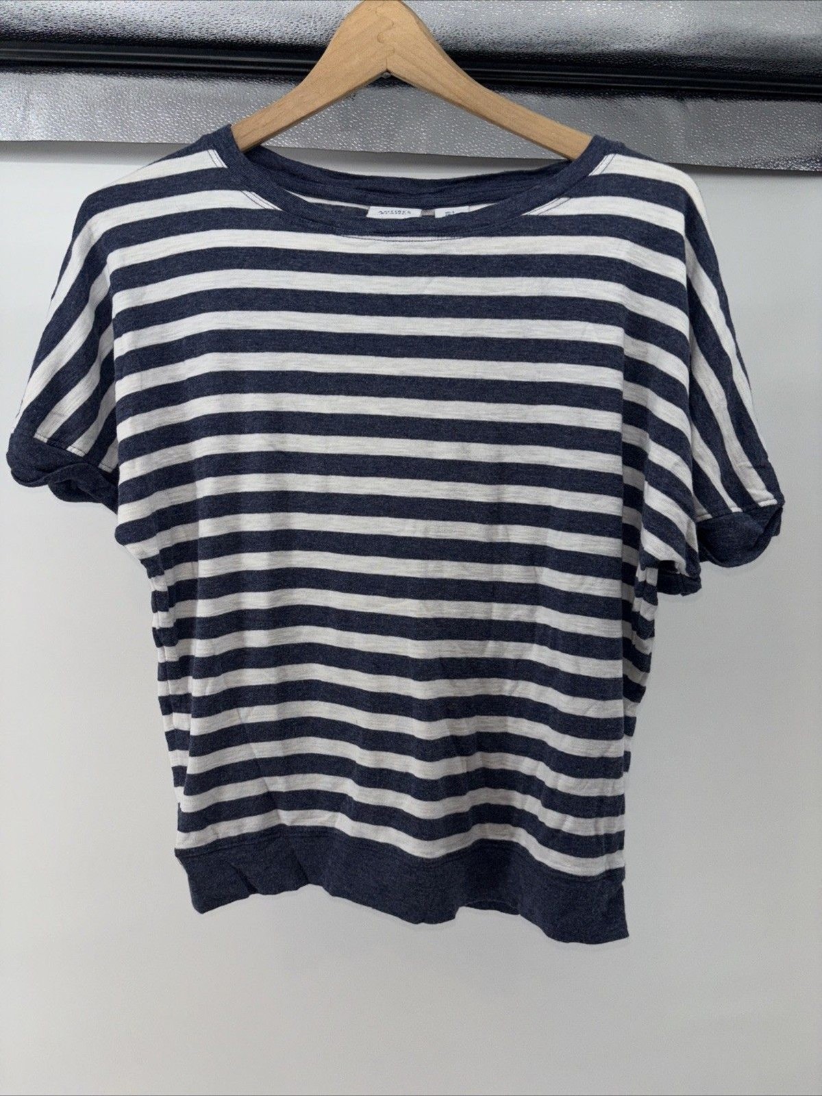 Antibes Blank Women’s Blue White Stripe Top Blouse Shirt Cozy Size Small
