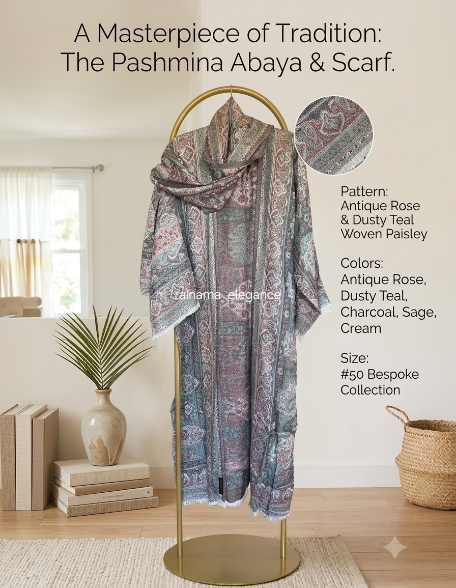 Pashmina ABAYA with scarf.size 50. ( NO RETURNS ACCEPTED SALES ARE FINAL)