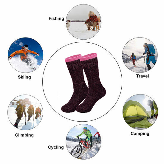 3-12 Pairs Womens Winter Thermal Heavy Duty Heated Sox Insulated Warm Socks 9-11