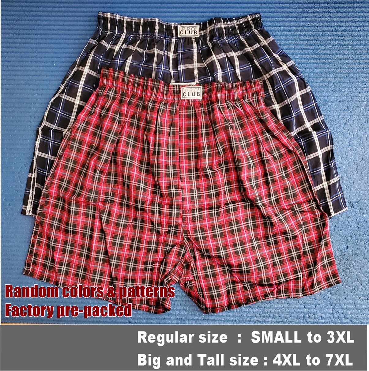 PRO CLUB BOXERS TRUNK SHORT PROCLUB MENS UNDERWEAR BIG AND TALL LOT 2 PACK S-7XL