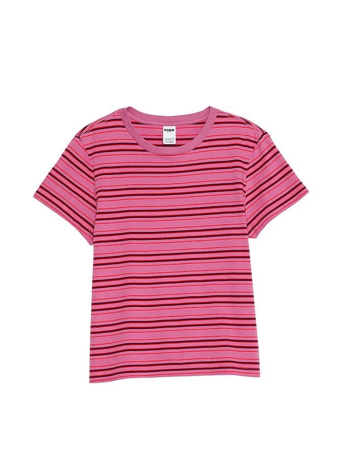NWT Victoria’s Secret PINK Dreamer Cotton Tee Strips Pink Size XS