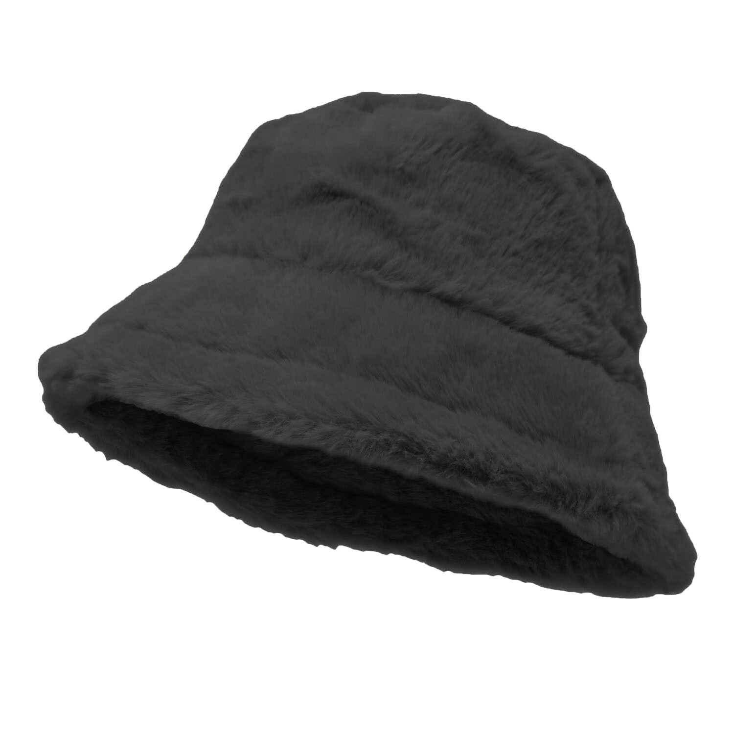 Women’s Winter Plush Fluffy Bucket Hat Warm Faux Fur Lining Cozy Wide Brim Cap