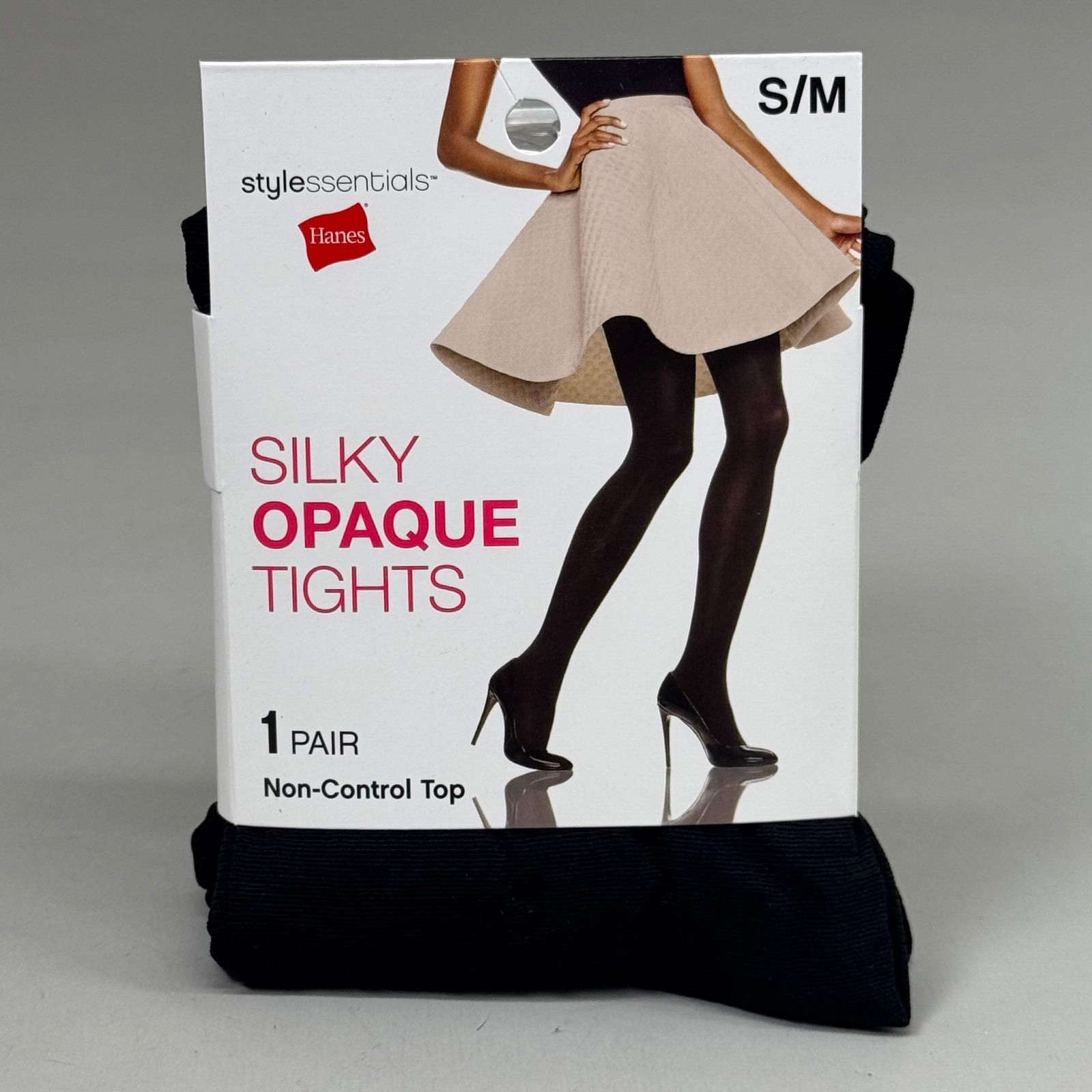 HANES (3 PACK) Style Silky Opaque Tights Non-Control Top Women’s S/M Black 63885