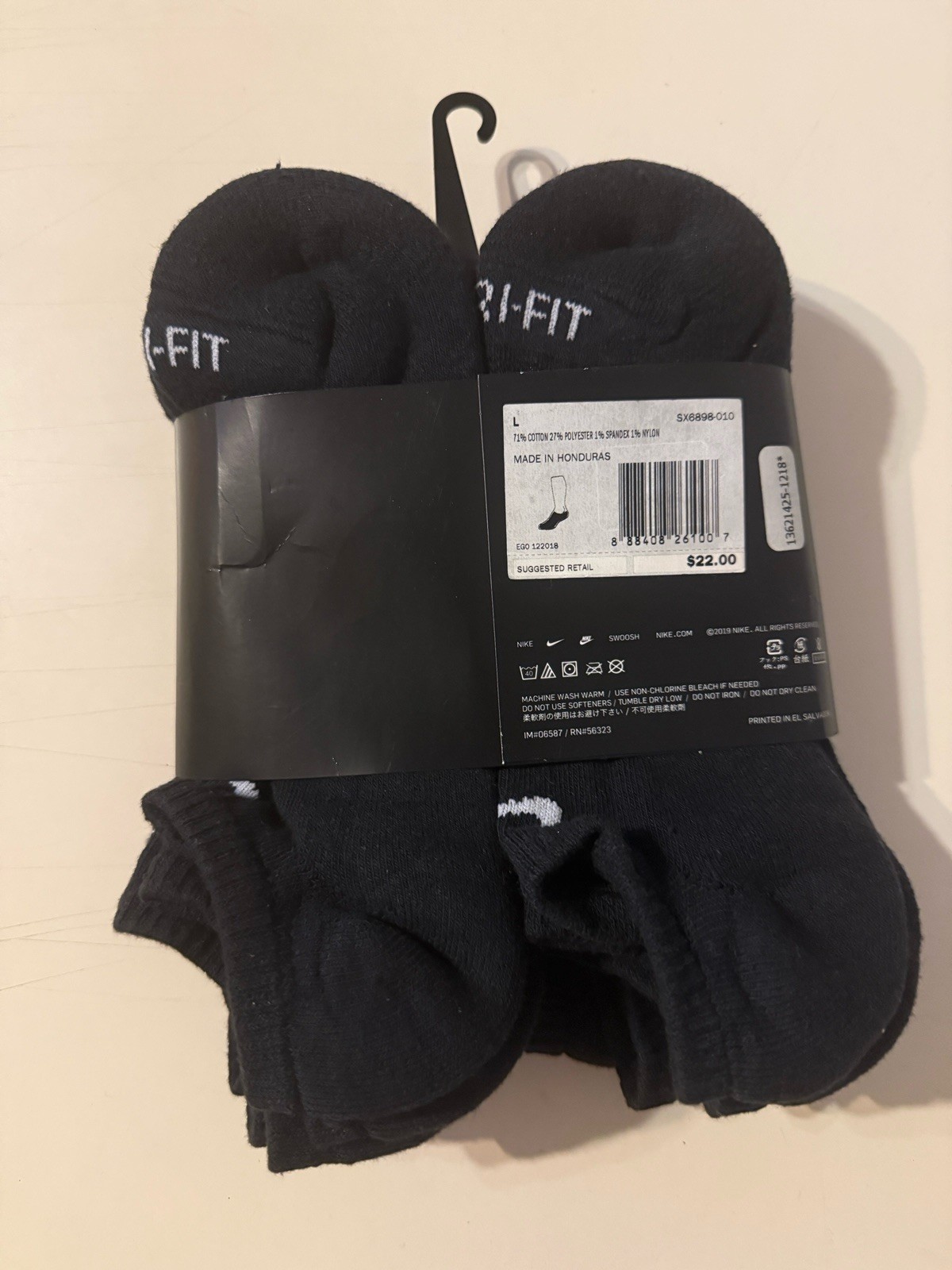 (SX6898 010) Nike Everyday Plus Cushioned 6 Pack No Show Socks sz L 8-12 A11
