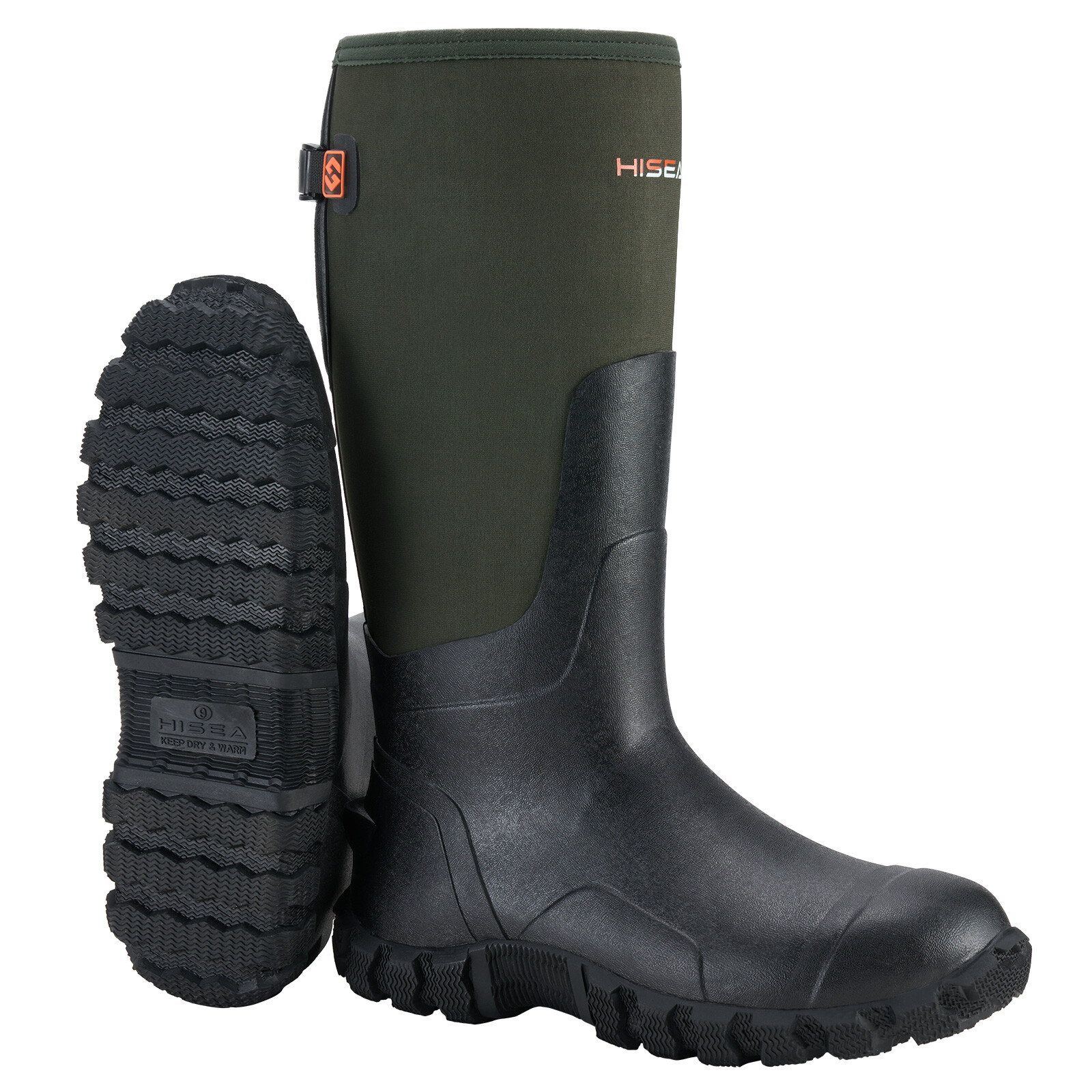 HISEA Men’s Rain Boots Waterproof Insulated Fishing Hunting Farm Mud Work Boots