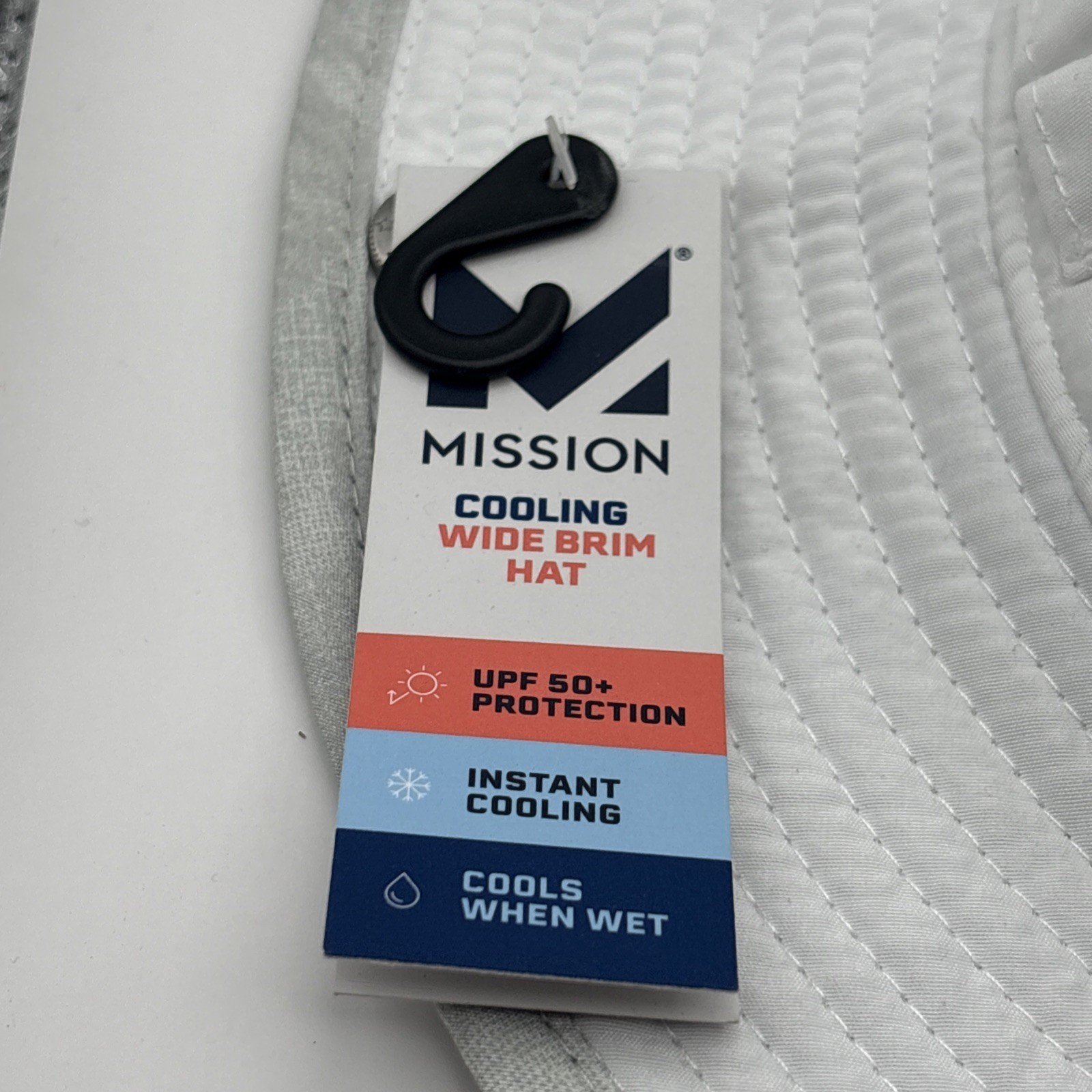 Mission Cooling Wide Brim Hat W/Side Snaps One Size UPF 50+ White One Size NEW