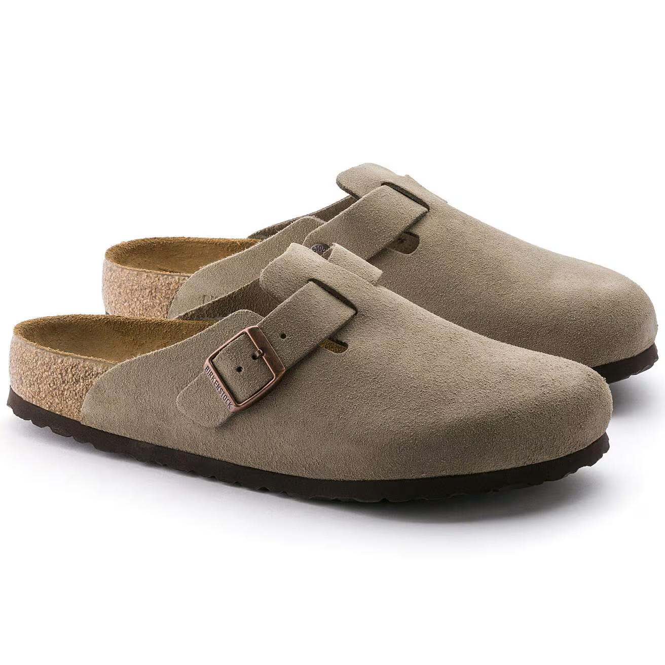 Birkenstock Boston Soft Footbed Clog Taupe Suede Unisex Comfort Slip-On Sandals