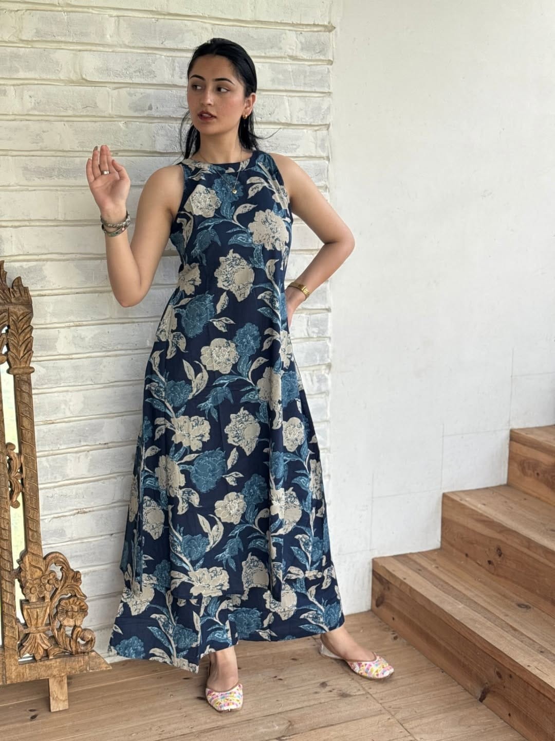 Blue Pure Cotton Tunic Kurti Palazzo Set Women’s Designer Ethnic Kurti Cord Set