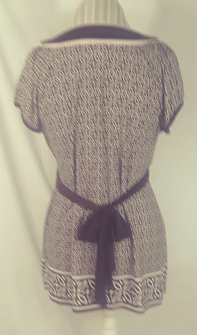 TA1=27 Speechless ladies size XL blouse brown and white design short sleeve