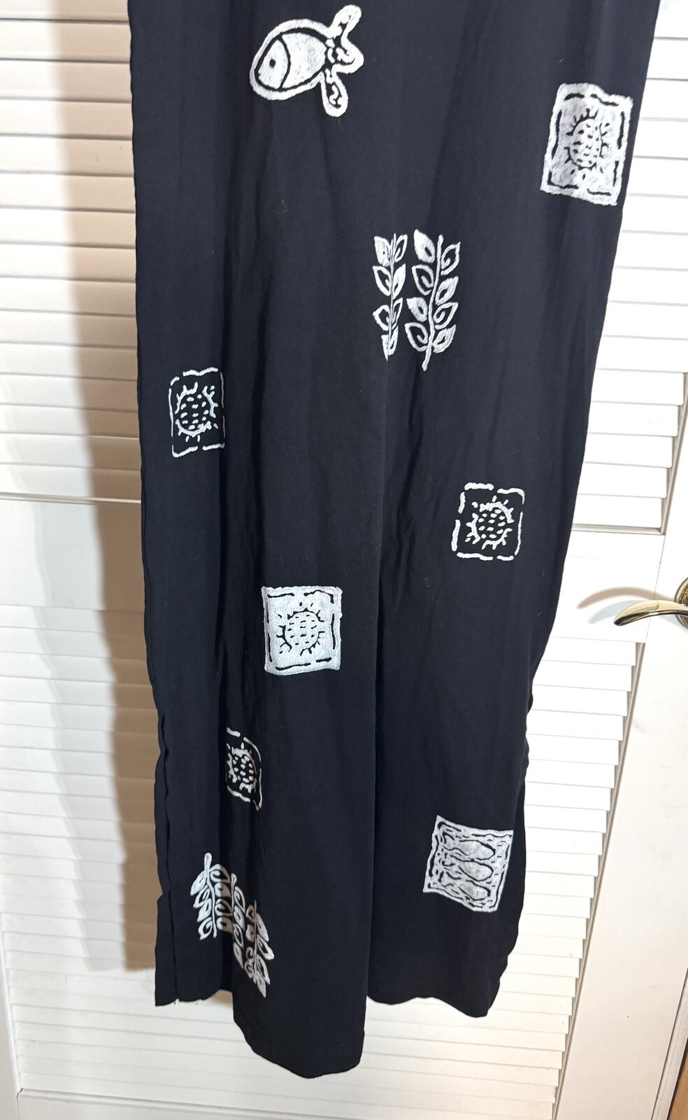 LA Artwear Women Size M/L Black Midi Dress Beach Cover Up Fish Ocean New