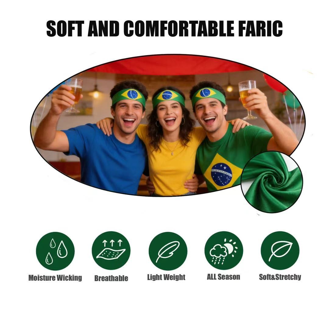 10Pcs World Cup Country Flag Headband Sports Fan Party Cheer Decor Headwear