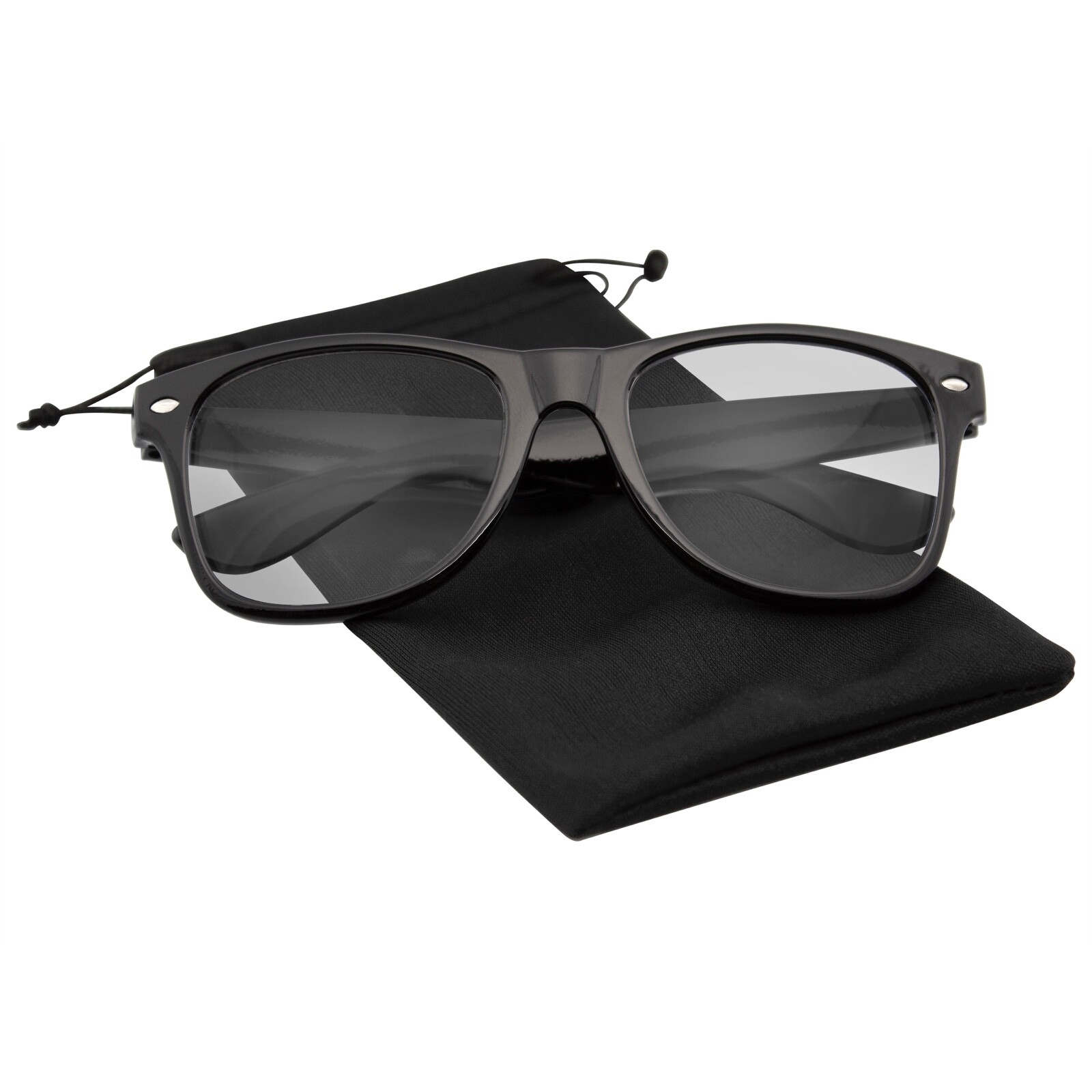 MENS WOMENS NERD BLACK GEEK GLASSES GLOSSY CLEAR LENS Clear frame sunglasses