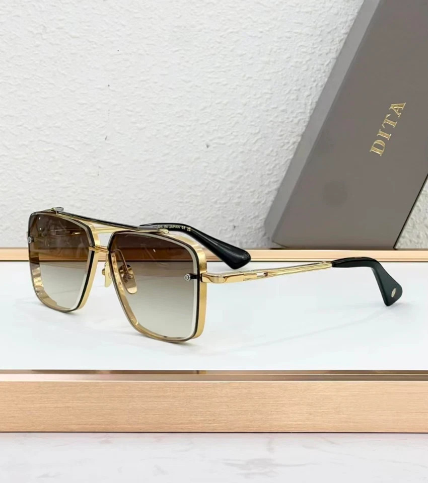 DITA MACH-SIX DTS121 Sunglasses Gold/Brown Gradient 62-12-130mm With Case New