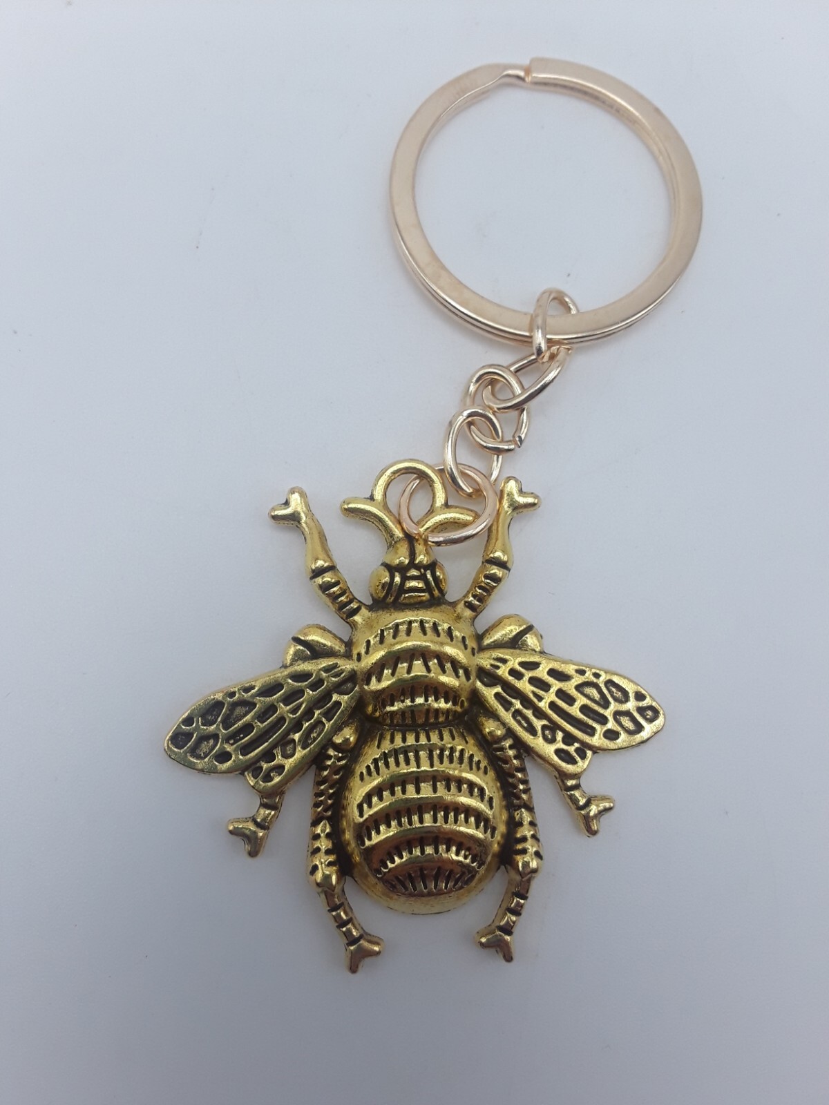 Golden Bee Keychain Durable Zinc Alloy Key Ring Purse Backpack Bag Car Charm