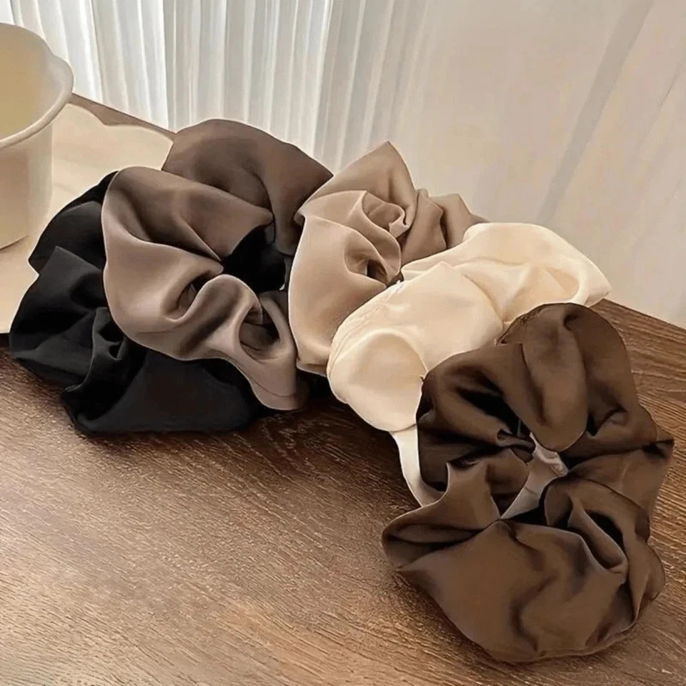 5pcs Hair Bands Elegant Satin Scrunchies Retro Style Soft Elastic Band for Women
