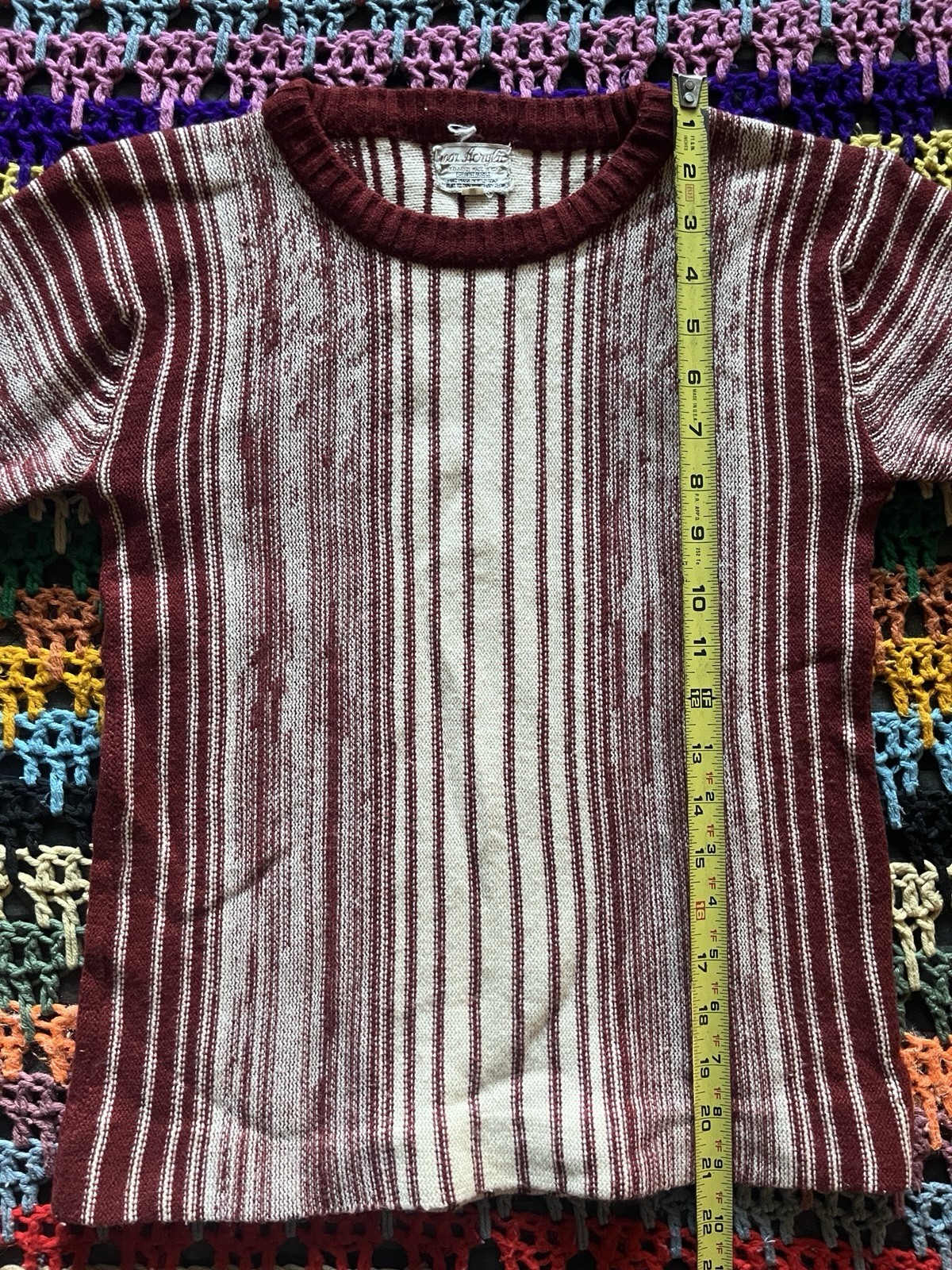 Vintage 50’s-60’s Acrylic Striped Abstract Pullover Sweater Size S/M