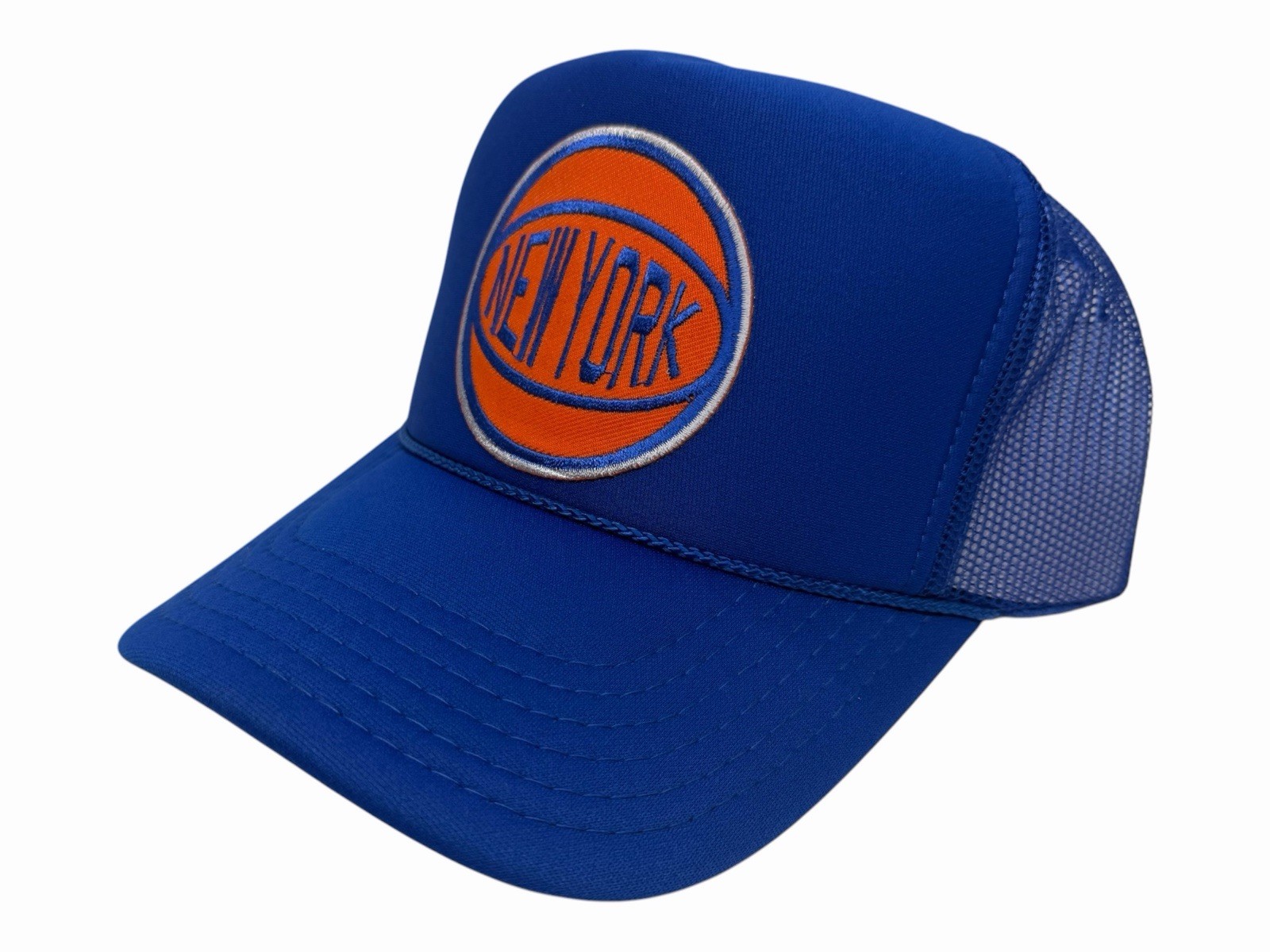 NEW YORK KNICKS 1980 LOGO KELLY GREEN HAT 5 PANEL HIGH CROWN TRUCKER SNAPBACK