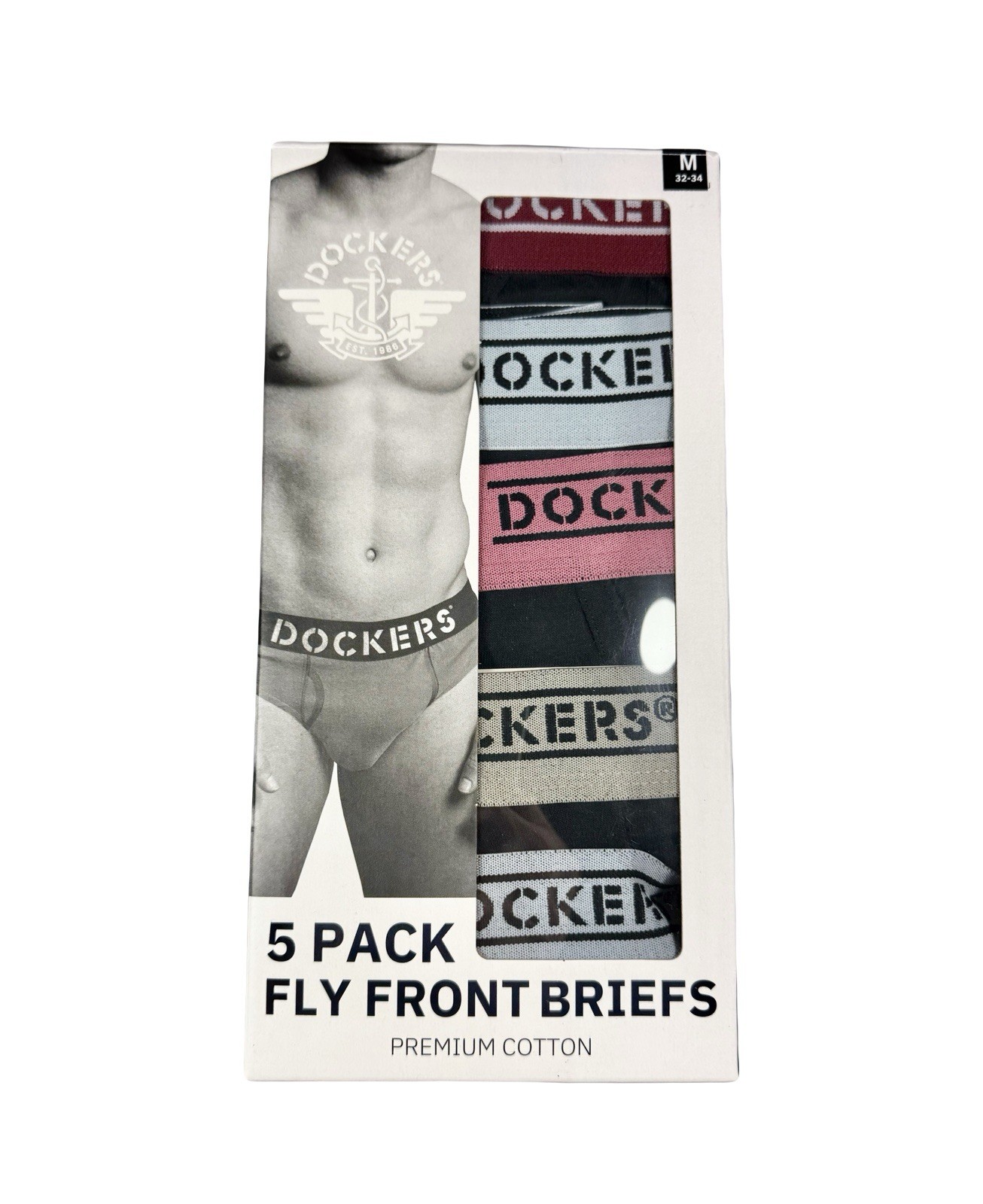 NWT Dockers. Men’s 5 Pack. Premium Cotton Fly Front Briefs. Black. MSRP $38.00