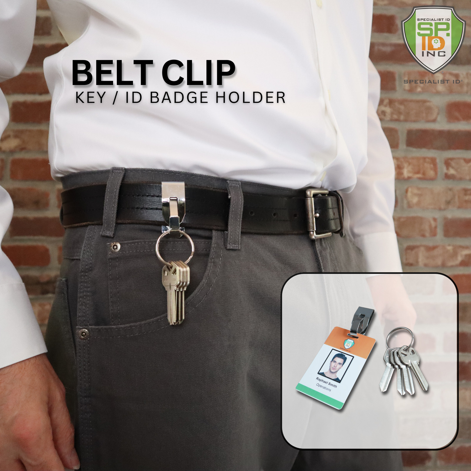 5 Pcs Secure Belt Clip Key Holder w Metal Hook & Heavy Duty 1 1/4″ Keychain Ring