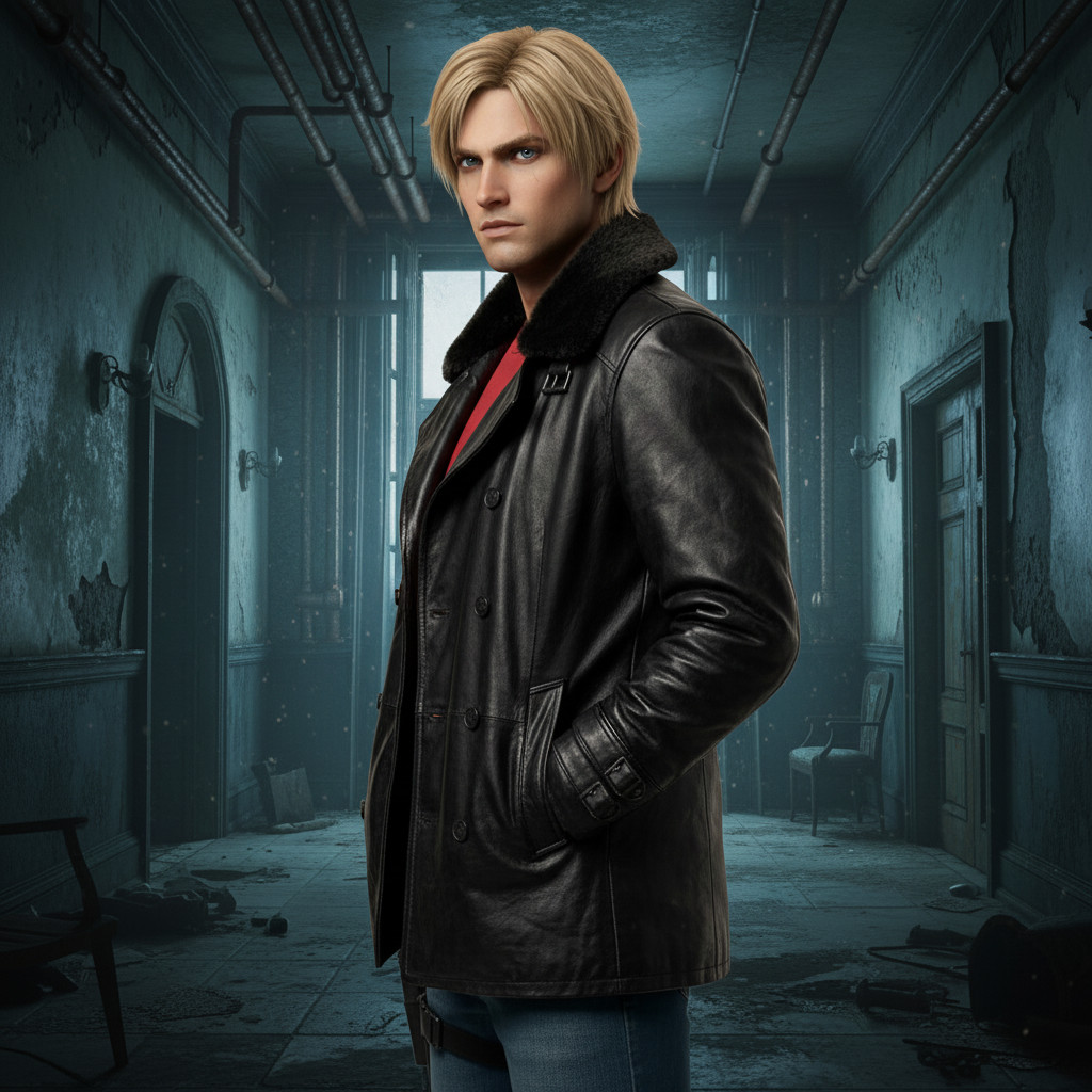 RE9 Leon S. Kennedy Leather Jacket Resident Evil Inspired Cosplay Costume Fans