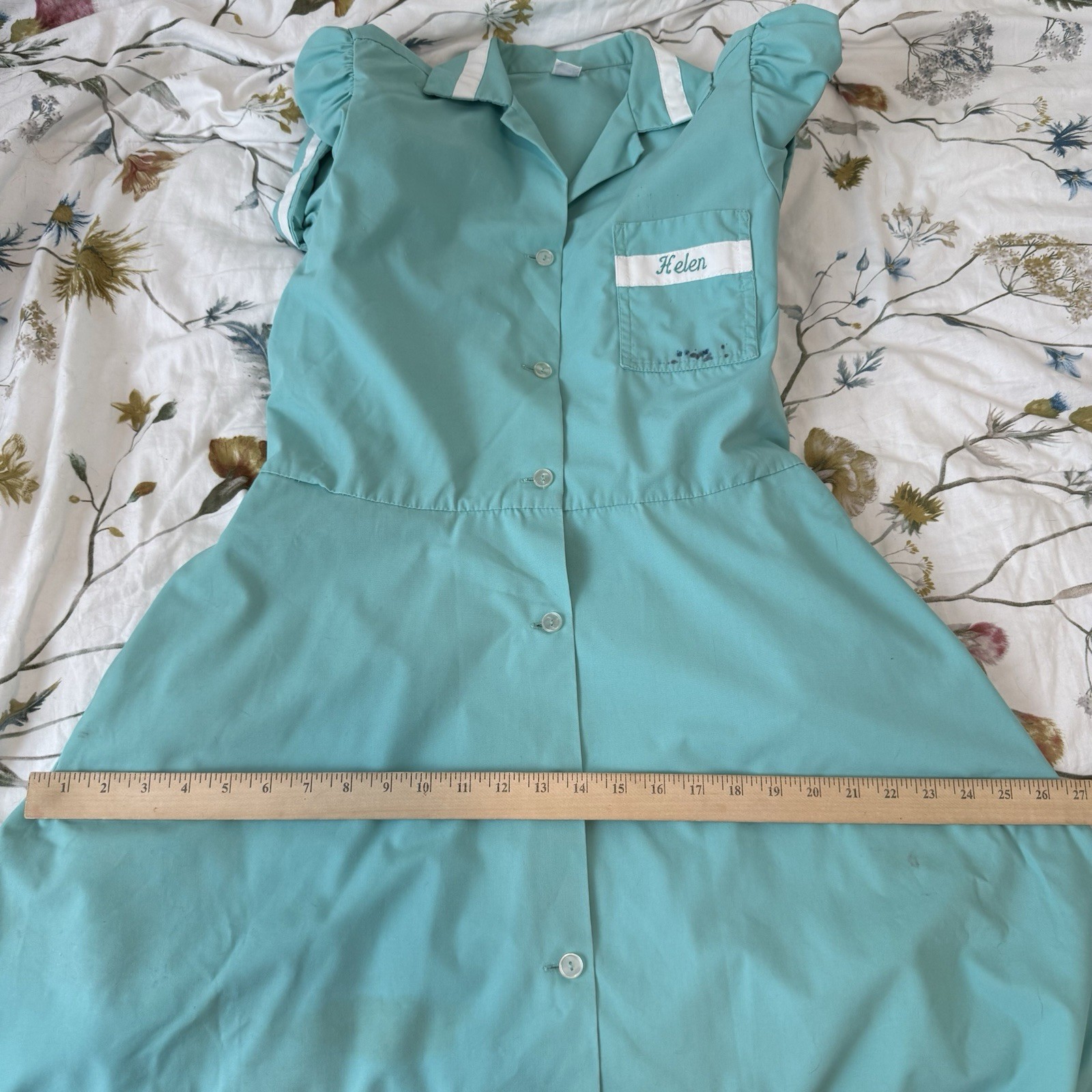 Vintage Aqua Waitress Uniform Dress Set T-Bird Diner Audrey Coleman USA – Helen
