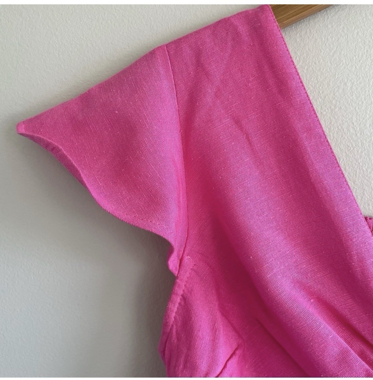 Japna Pink Twist Front Crop Top Size XS Boho Flutter Sleeve Smocked Back