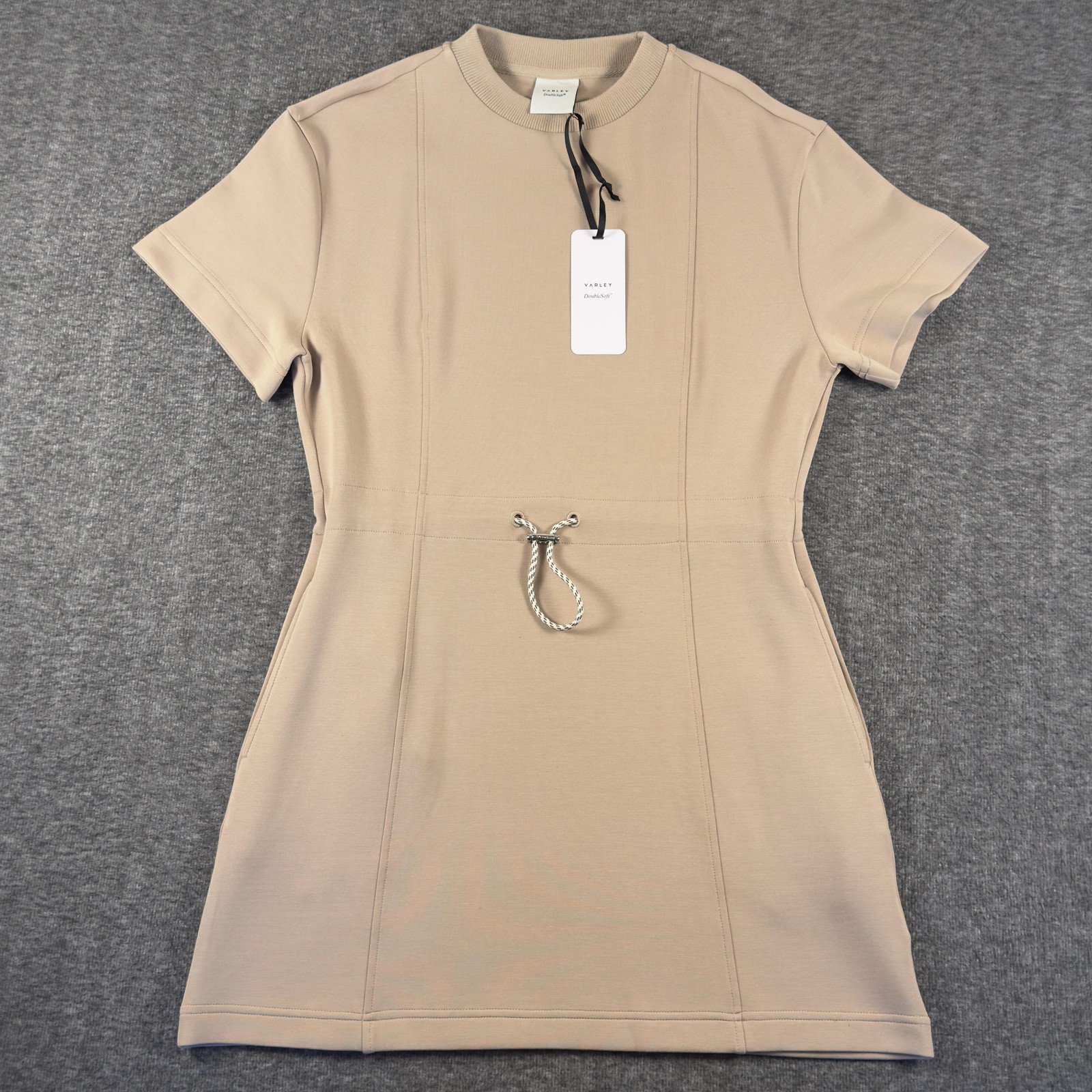 Varley Dress Womens Small Beige Maple 2.0 DoubleSoft T-Shirt Short VAR02282