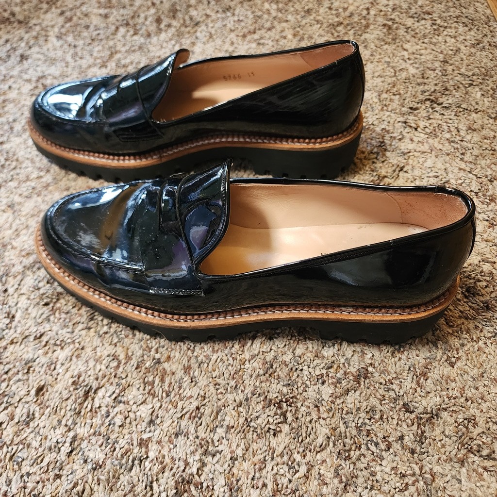 Jon Josef Gentry Black Patent Leather Penny Loafers Made in Spain NWOT Size 11